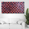 Red Black Wood Mosaic Wall Decor