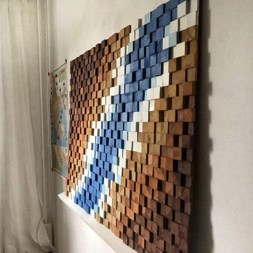 AMAZING ABSTRACT WOOD MOSAIC WALL DECOR