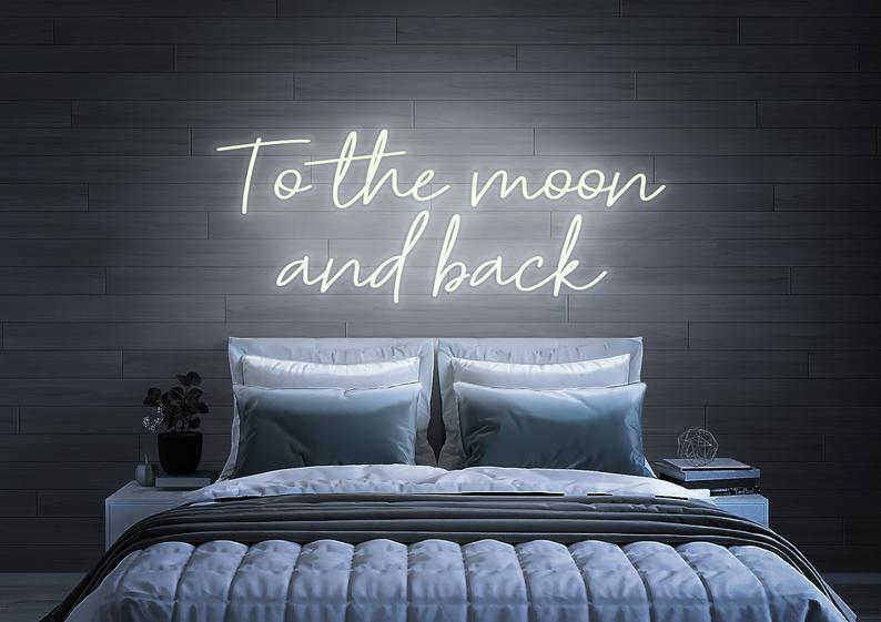 To the moon and back neon sign