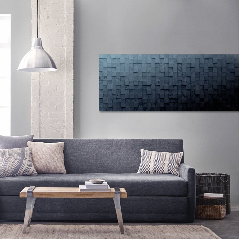 Pacific Blue Wood Mosaic Wall Decor