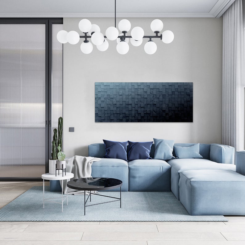 Pacific Blue Wood Mosaic Wall Decor