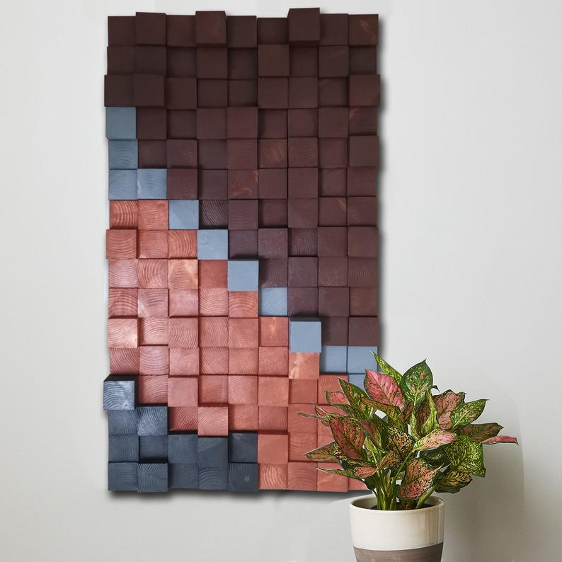 Tulip wood wall Art Wood Mosaic Wall Decor