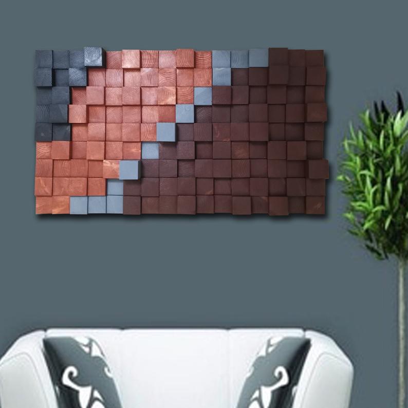 Tulip wood wall Art Wood Mosaic Wall Decor
