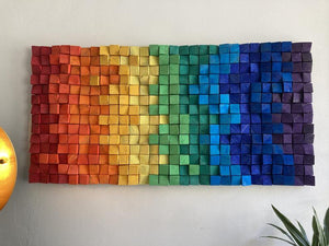 Rainbow wood wall Art Wood Mosaic Wall Decor