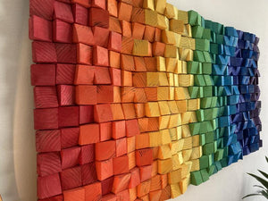 Rainbow wood wall Art Wood Mosaic Wall Decor