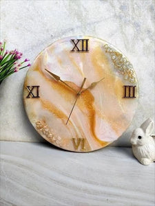 Modern Abstract Orange Epoxy Resin Wall Clock
