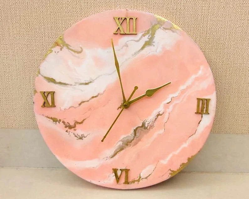 Modern Abstract Pink Epoxy Resin Wall Clock