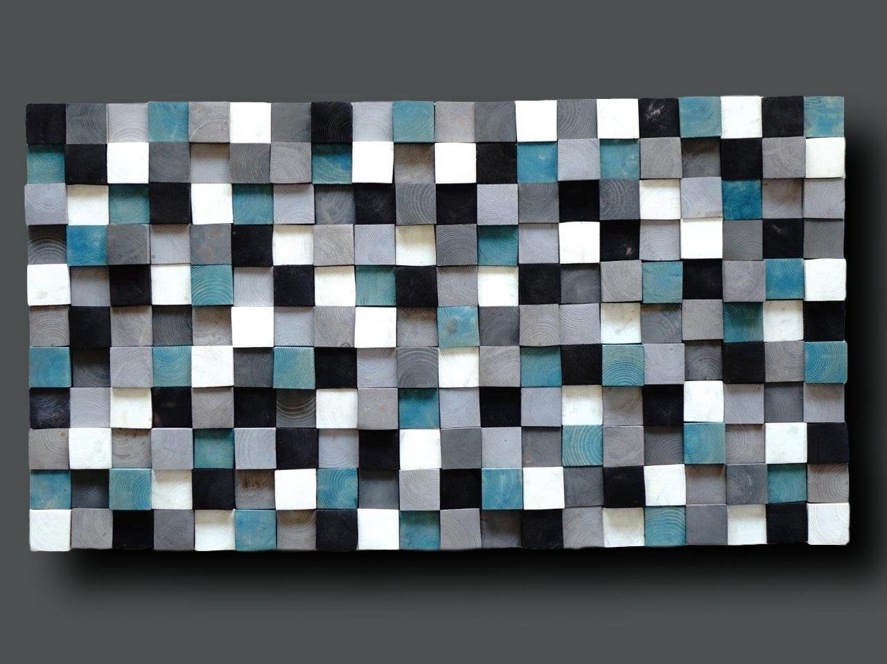 Modern Reclaimed Wood Mosaic Wall Decor