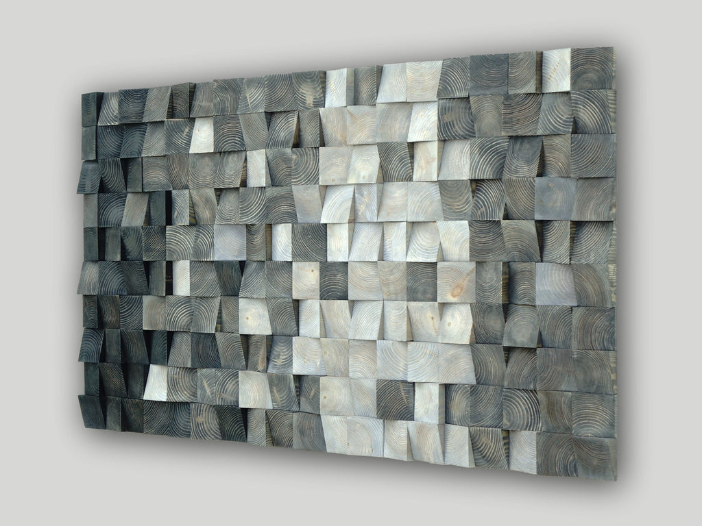 3D Block Wood Mosaic Wall Decor
