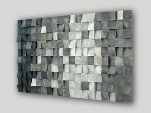 3D Block Wood Mosaic Wall Decor