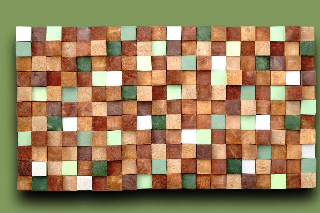 Rustic Modern Autumn Wood Mosaic Wall Decor