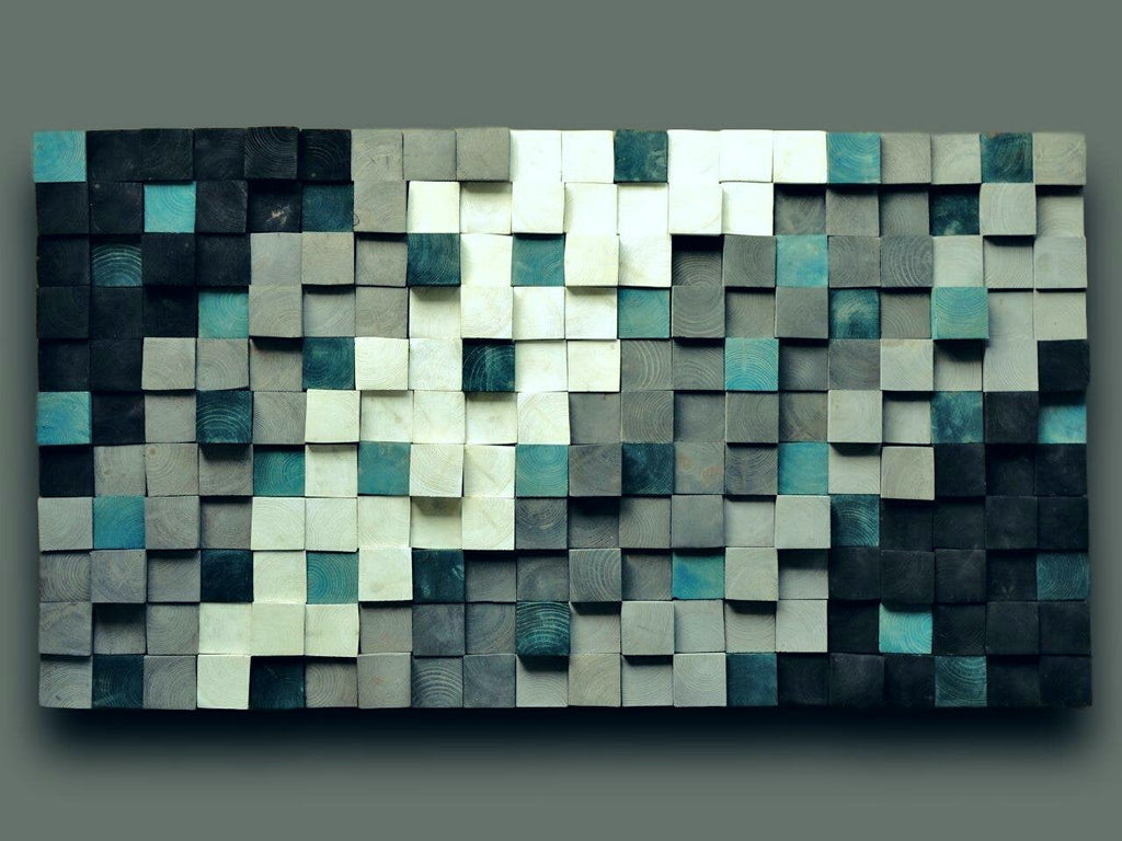 Modern Reclaimed Wood Mosaic Wall Decor
