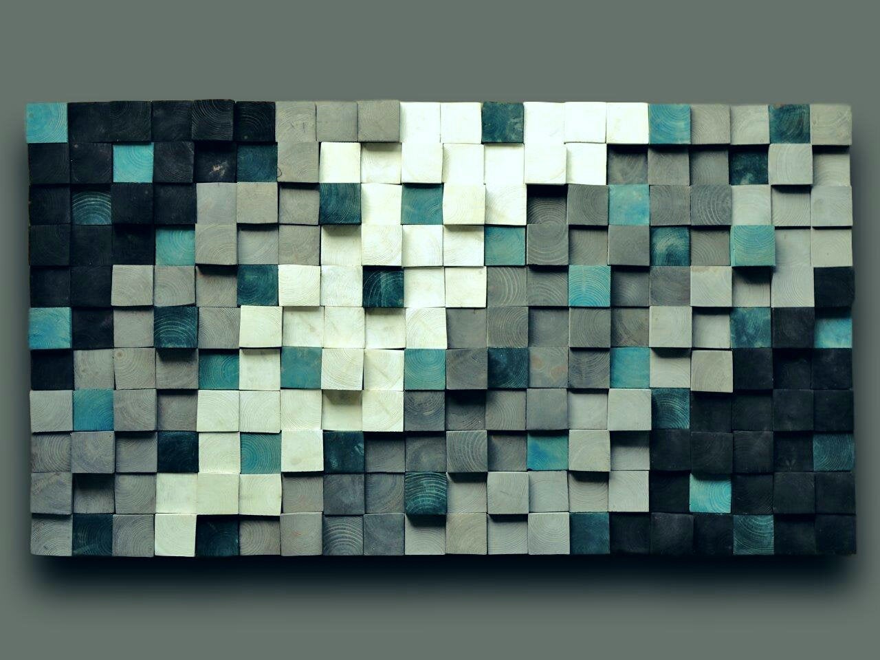 Modern Reclaimed Wood Mosaic Wall Decor