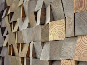 Textured Wooden Wood Mosaic Wall Decor