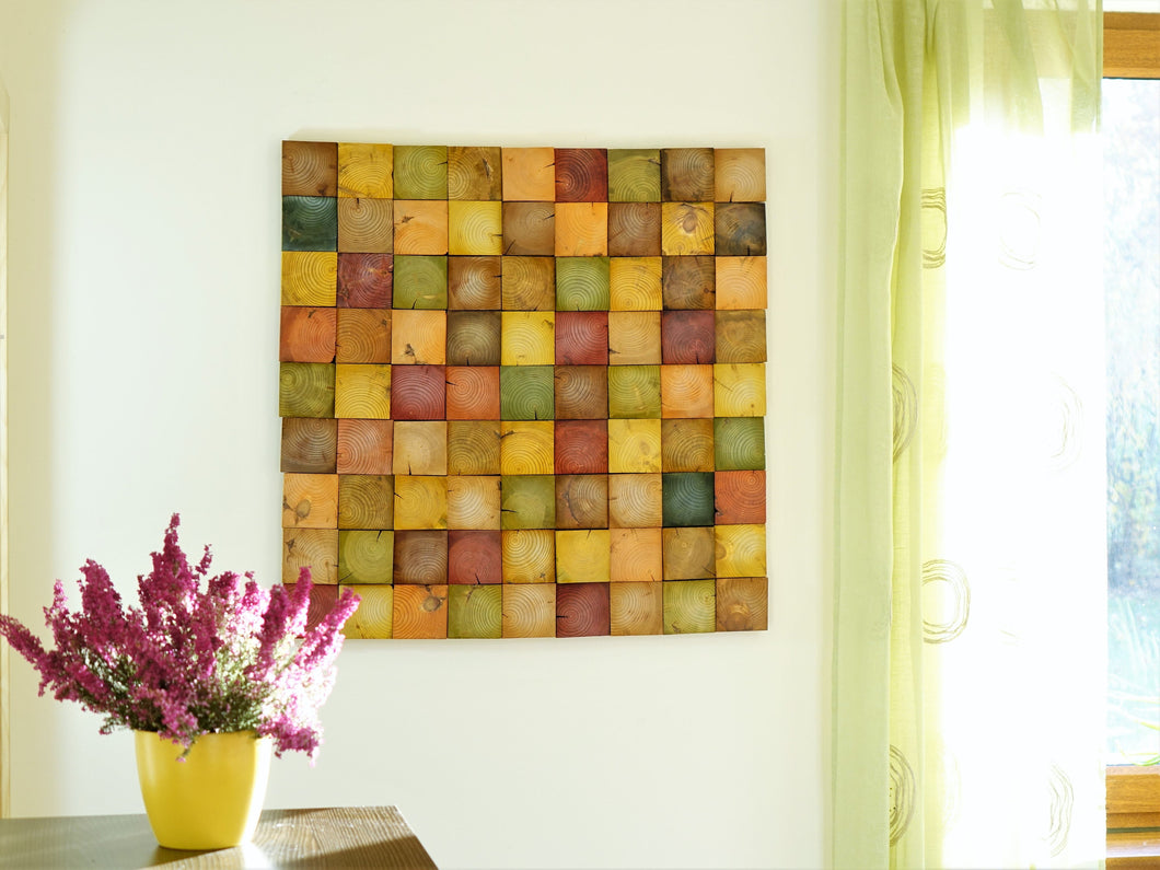 Autumn Hanging Fall Wood Mosaic Wall Decor