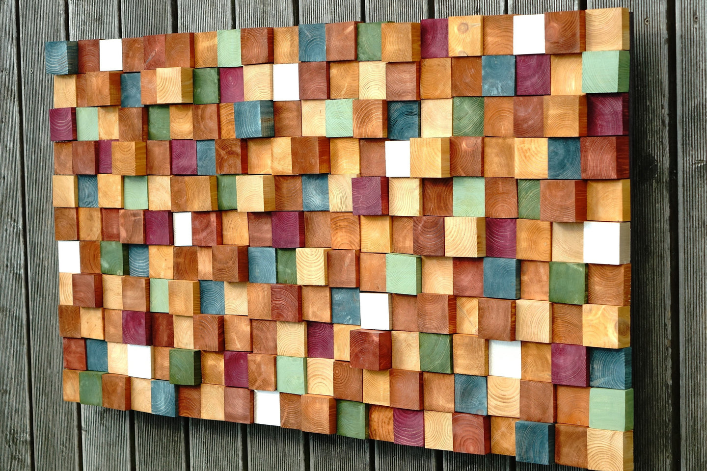 Colorful Decorative Wood Slice for Centerpiece Wood Mosaic Wall Decor