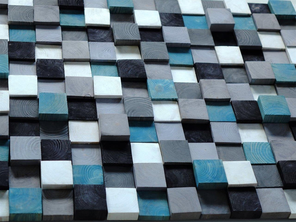 Modern Reclaimed Wood Mosaic Wall Decor