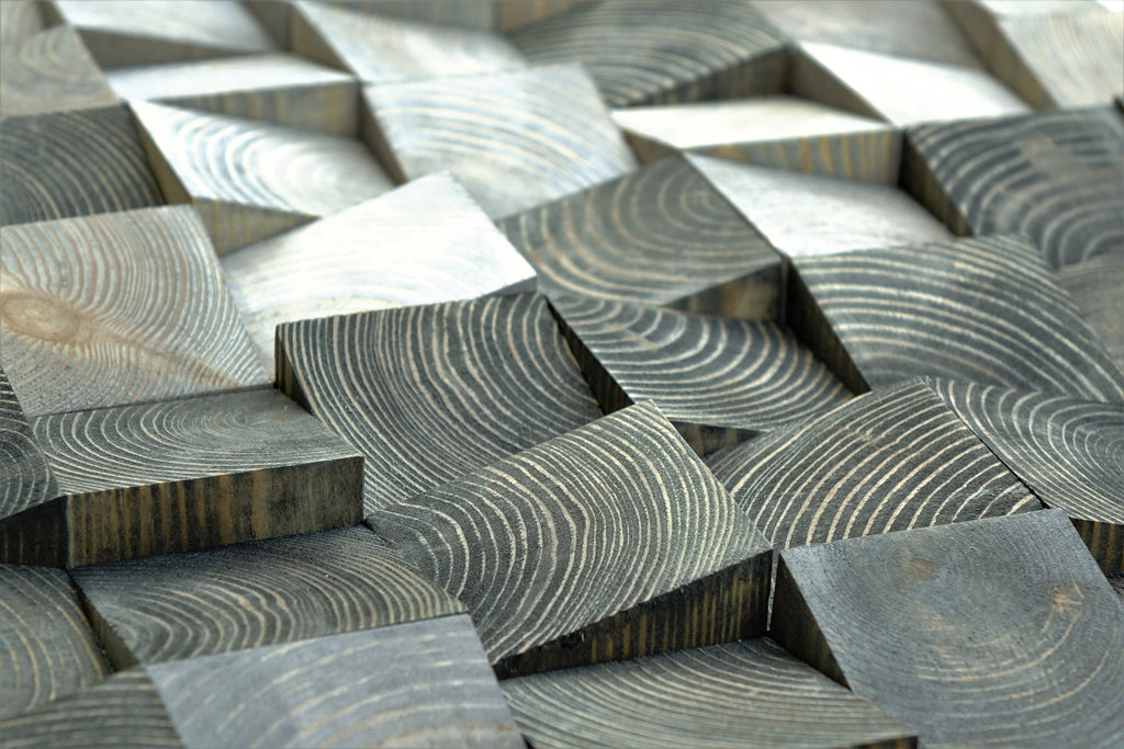 3D Block Wood Mosaic Wall Decor