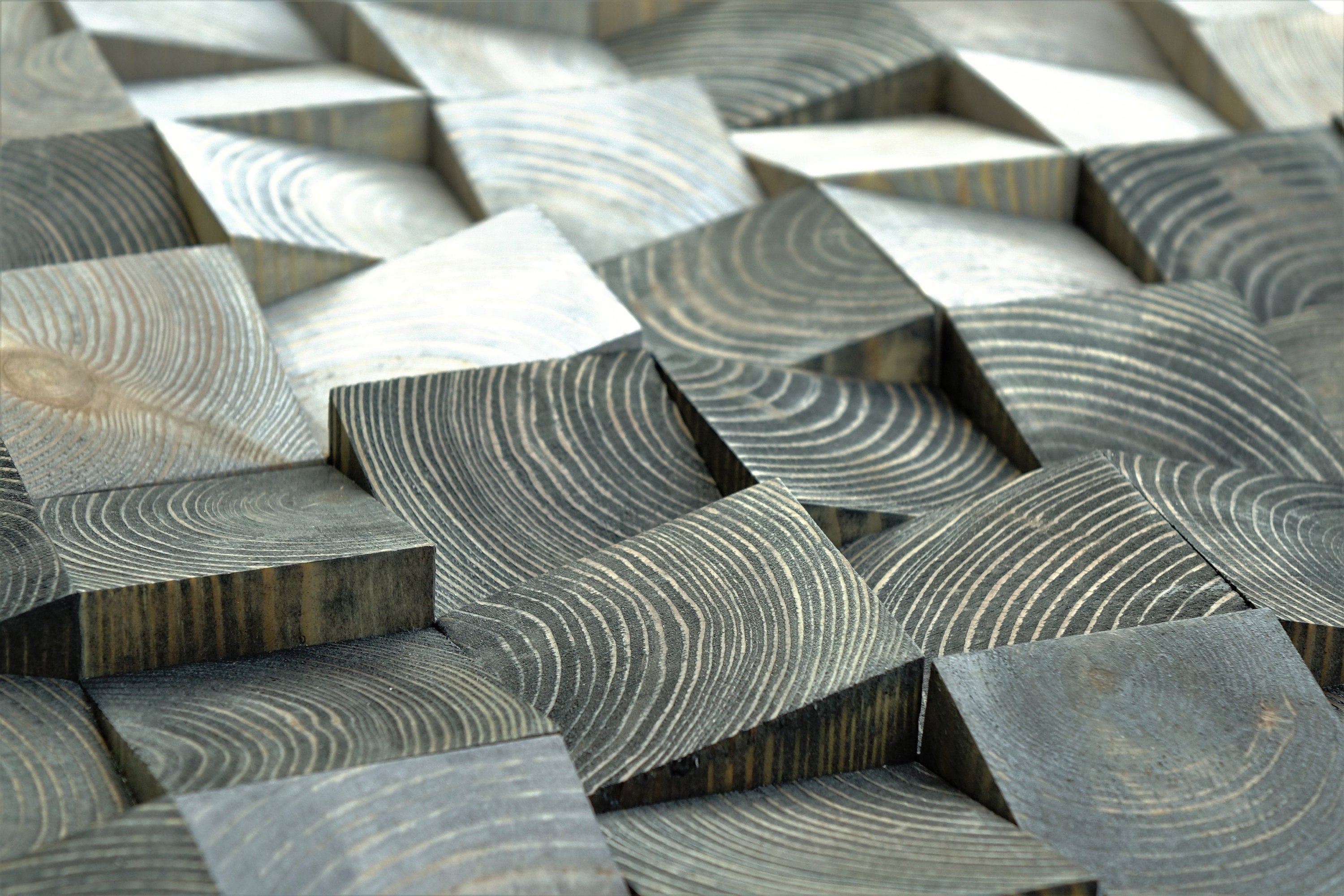3D Block Wood Mosaic Wall Decor
