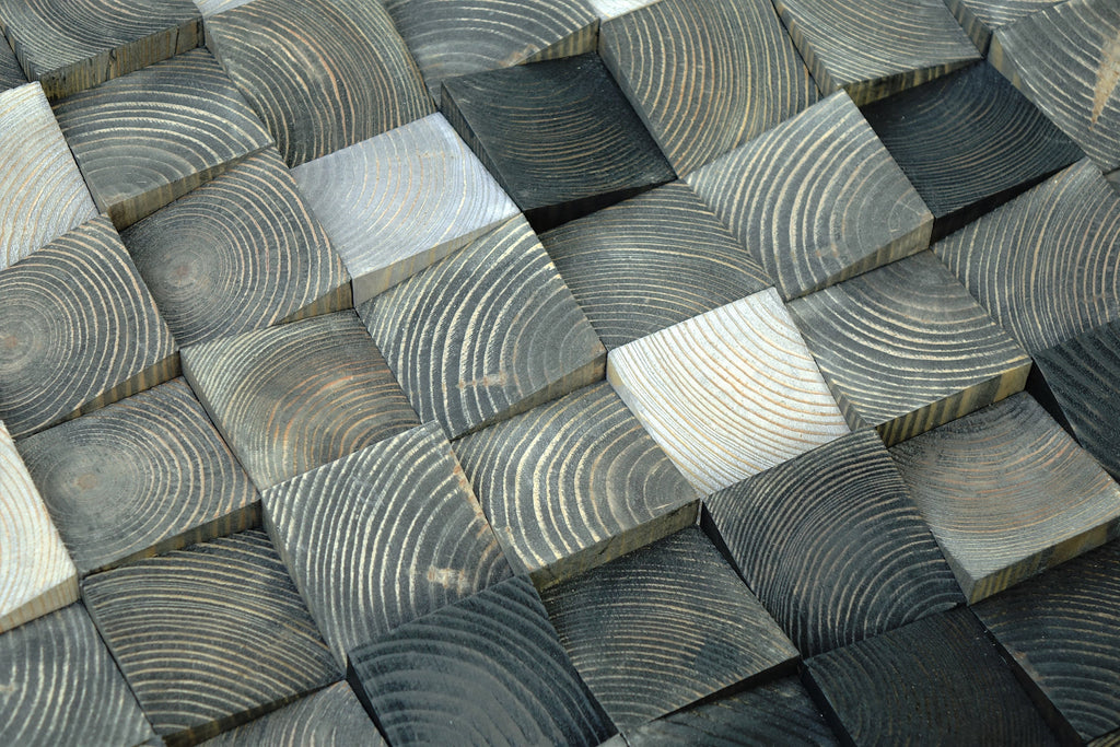 3D Block Wood Mosaic Wall Decor
