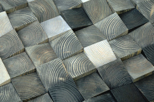3D Block Wood Mosaic Wall Decor