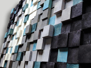 Modern Reclaimed Wood Mosaic Wall Decor