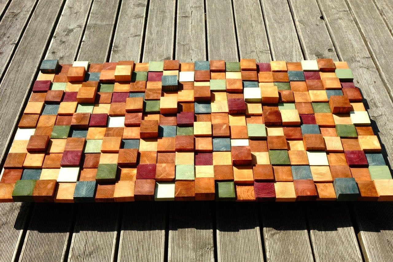 Colorful Decorative Wood Slice for Centerpiece Wood Mosaic Wall Decor