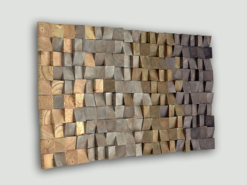 Textured Wooden Wood Mosaic Wall Decor