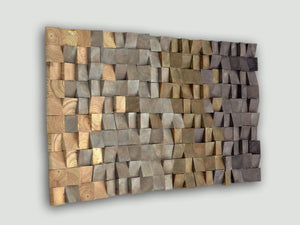 Textured Wooden Wood Mosaic Wall Decor
