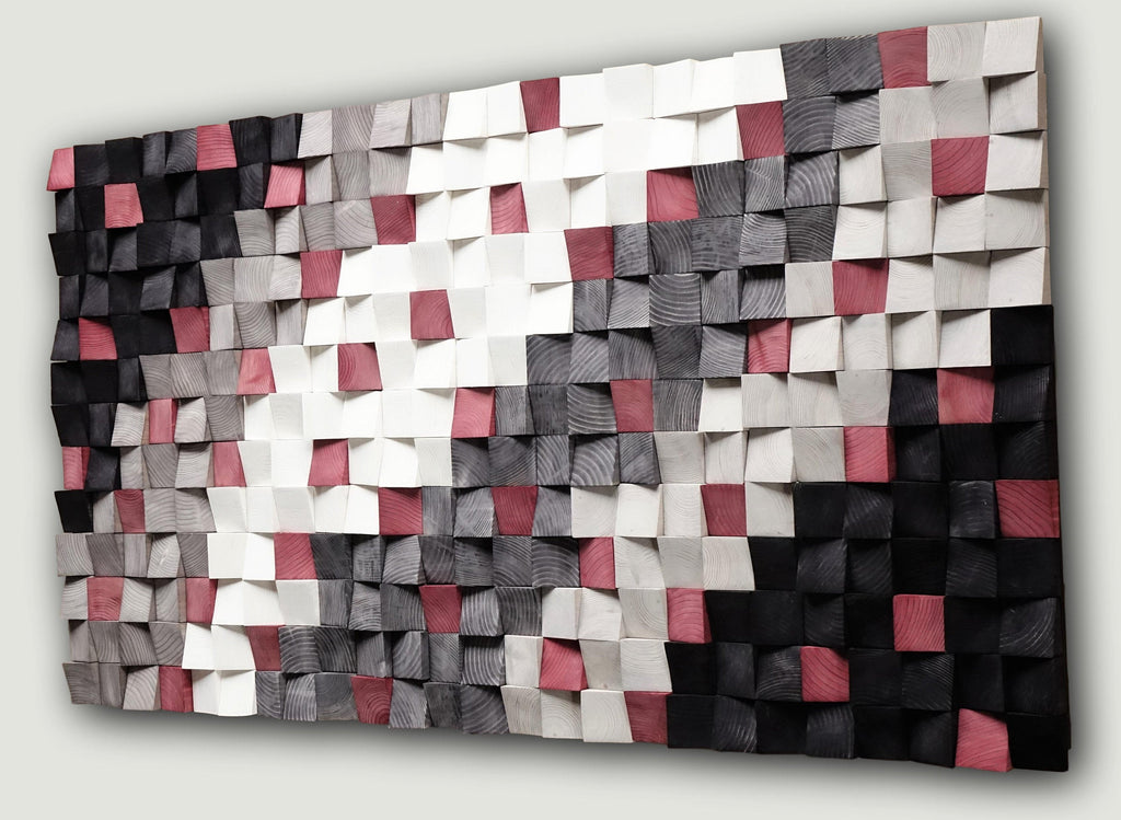 Modern Textured Wood Mosaic Wall Decor