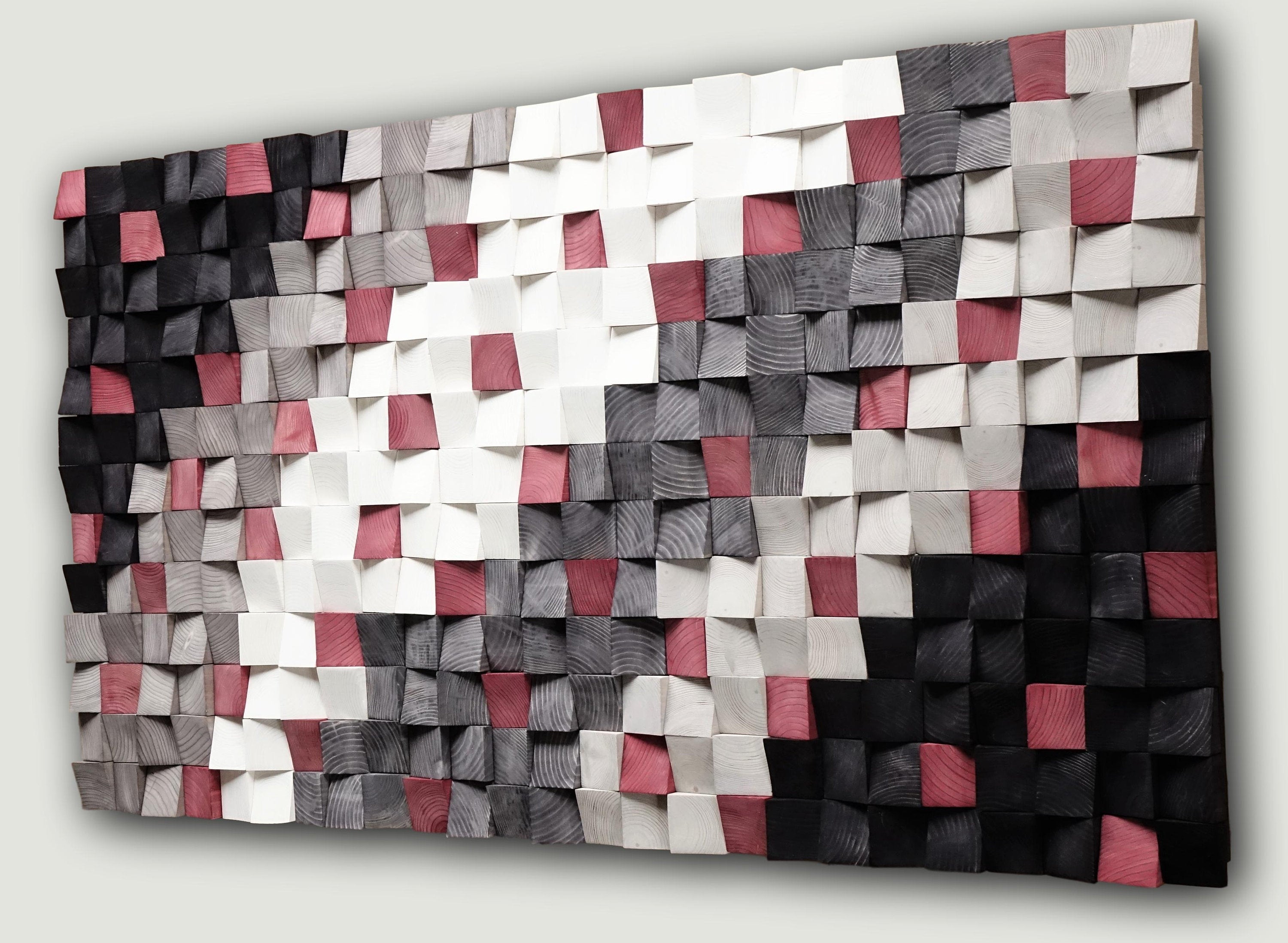 Modern Textured Wood Mosaic Wall Decor