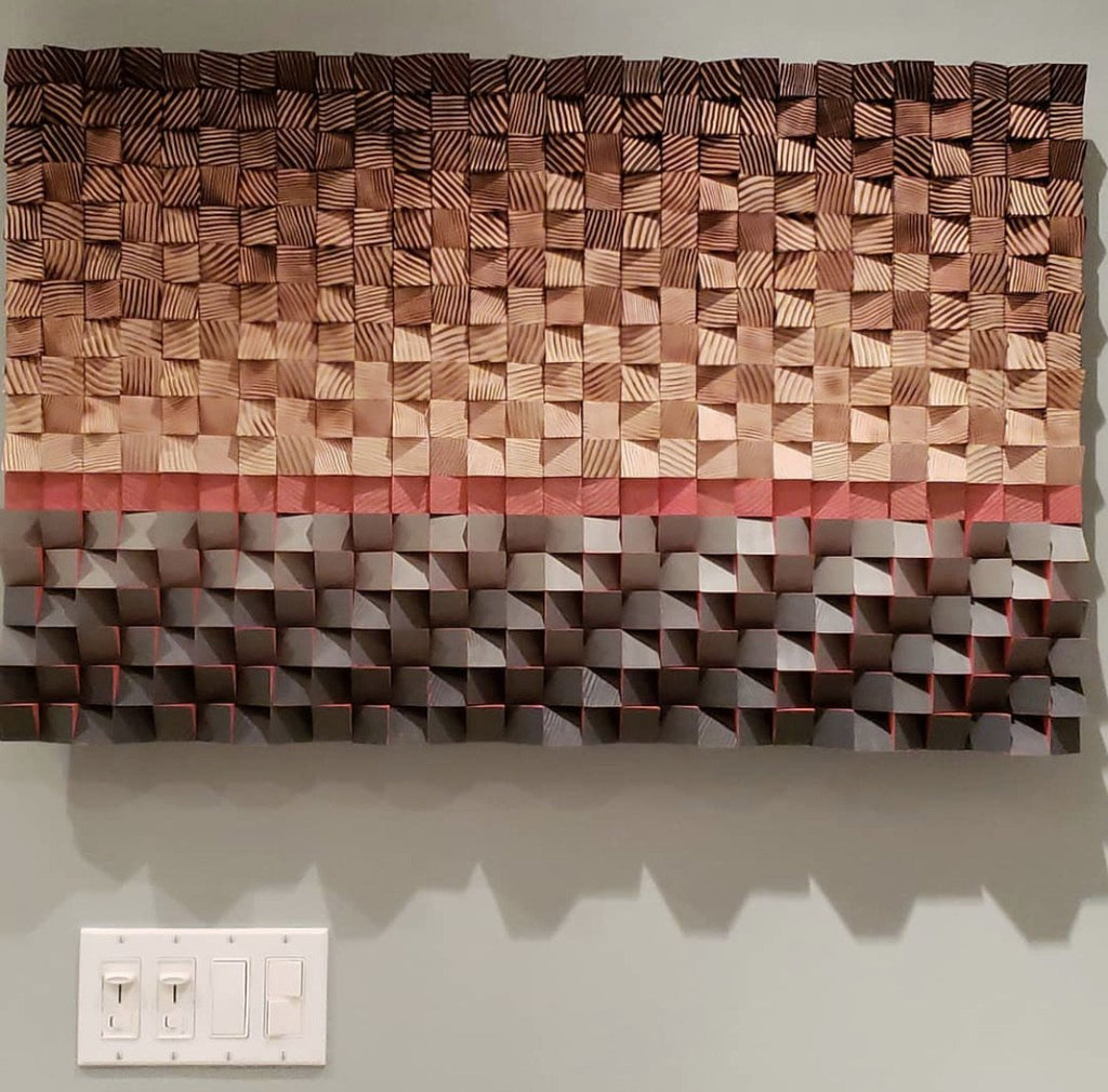 AMAZING INDIAN RED WOOD MOSAIC WALL DECOR