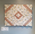 WONDERFUL BEIGE RED WOOD MOSAIC WALL DECOR