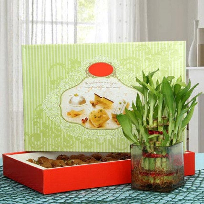 Pedha And Bamboo Delight with Rakhi