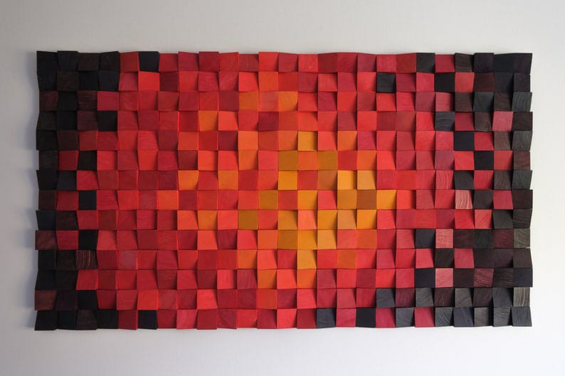 Sizzling Volcano Wood Mosaic Wall Decor