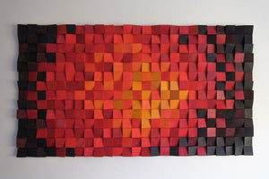 Sizzling Volcano Wood Mosaic Wall Decor