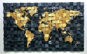 The World Is Yours Wood Mosaic Wall Decor